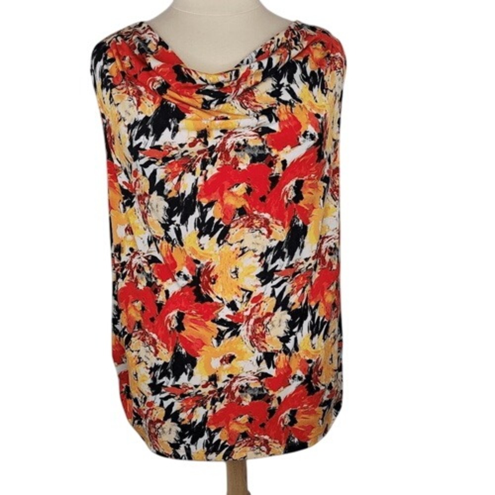 Laura Ashley Floral Sleeveless Cowl Neck Top